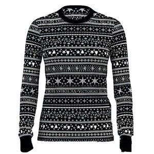 Victoria’s Secret Fair Isle Black Holiday Thermal Lounge Top Cozy Soft Long Tall